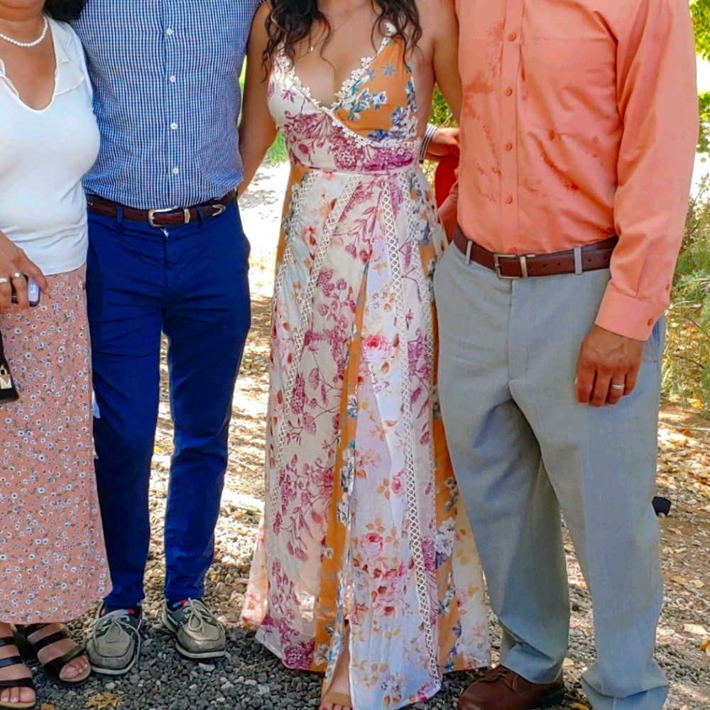 Asos Chiffon Boho Backless Floral Maxi Dress Sz 4